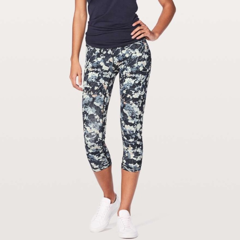 Lululemon Wunder Under Crop High Rise 21” Leggings Spring Bloom Multi SZ 6 EUC